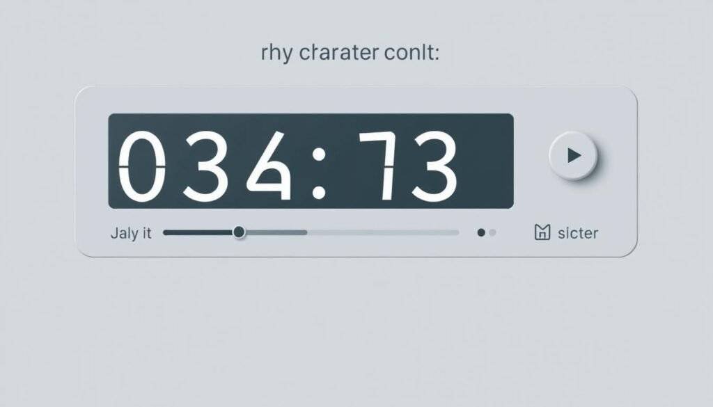 A character counter interface with a clean, minimalist design, set against a muted background. The counter itself is prominently displayed, with a sleek, modern font highlighting the numerical value. The interface features intuitive controls, such as buttons or sliders, allowing the user to adjust the character limit. Subtle visual cues, like progress bars or character count indicators, provide real-time feedback. The overall atmosphere conveys a sense of efficiency and attention to detail, complementing the practical nature of the character counting tool.