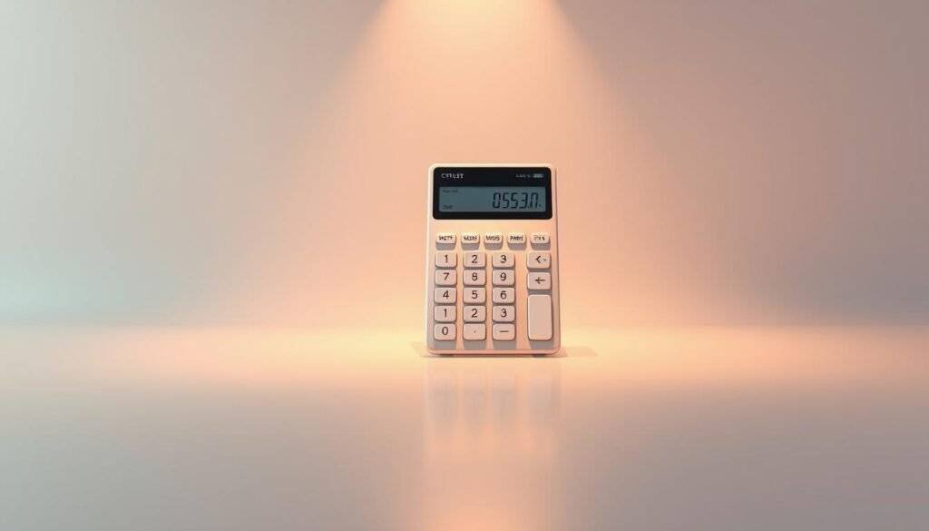 A sleek, modern cryptocurrency tax calculator interface rendered in a clean, minimalist style. In the foreground, a stylized digital calculator with intuitive controls and a crisp, high-resolution display. The calculator is positioned atop a smooth, reflective surface, creating a sense of depth and sophistication. The middle ground features a subtle grid pattern, suggesting the complex calculations taking place behind the scenes. In the background, a soft, warm gradient evokes a sense of financial security and stability. Subtle lighting from above casts a gentle glow, highlighting the calculator's premium design. The overall composition conveys a sense of trust, reliability, and user-friendliness for individuals navigating the complexities of crypto tax reporting.
