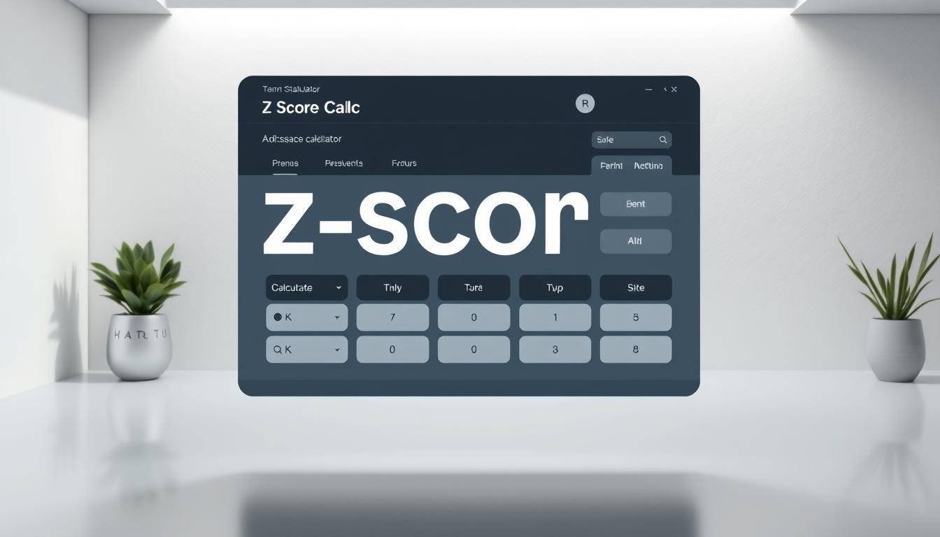 A sleek, modern z-score calculator interface floating in a serene, minimalist workspace. Elegant typography, clean lines, and intuitive UI elements occupy the foreground, while a soft, muted color palette and subtle textures create a sense of calm and focus in the background. Dramatic side lighting accentuates the depth and dimensionality of the design, lending a sense of professionalism and authority. The overall impression is one of a powerful, yet user-friendly analytical tool ready to assist the viewer in their statistical analysis.