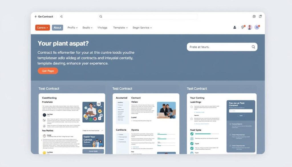 Create an image of a contract creation interface with intuitive navigation and customizable templates.
