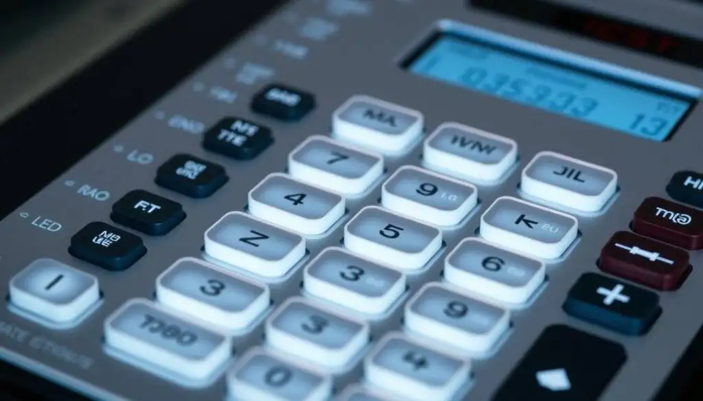 Generate an image of a big number calculator interface showing high precision calculations.