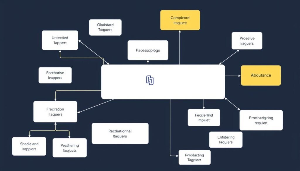 Generate an image of a business workflow diagram with various tools and platforms integrated into a single system.