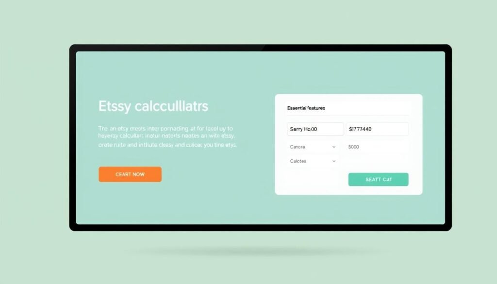 Generate an image of a user-friendly Etsy Calculator interface on a desktop screen.